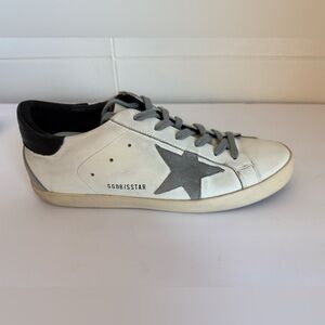 Golden Goose Super-Star White Leather & Gray Suede Sneakers. Size 42